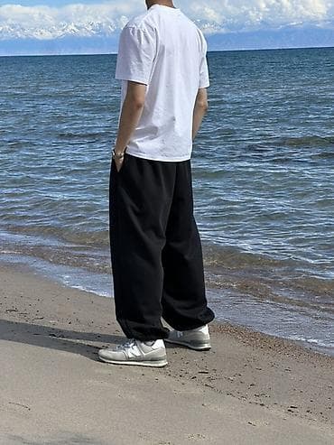 Брюки: Широкие брюки черные Unisex - Посадка: свободная, прямой силуэт с — 4