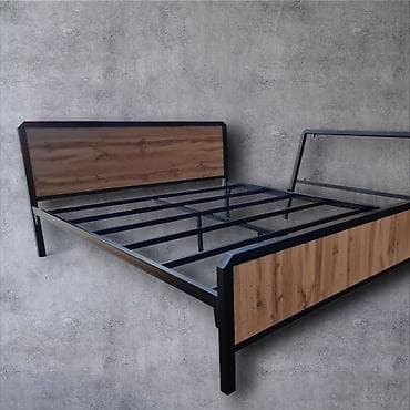 Офисная мебель: Спальный гарнитур, Двуспальная кровать, Металл, цвет - Черный — 1