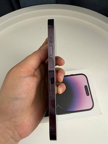iphone osh: IPhone 14 Pro, Б/у, 256 ГБ, Deep Purple, Зарядное устройство, Чехол, Коробка, 83 % — 8
