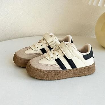 Детские кроссовки для повседневной носки - Цвет: бежевый с черными