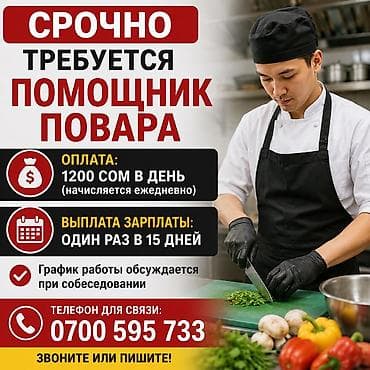 помощник повар: 🚨🚨 СРОЧНО! СРОЧНО! 🚨🚨 👨‍🍳 Требуется помощник повара! ✅ Можно без — 1