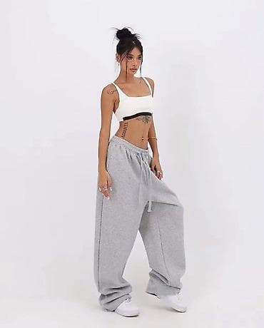 оверсайз одежда: Штаны, С карманами, Оверсайз, С манжетами, Турция, Осень-весна — 1