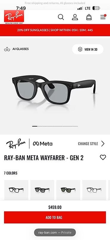 Ray-Ban | Meta Wayfarer Gen 2 — смарт‑очки в культовой оправе