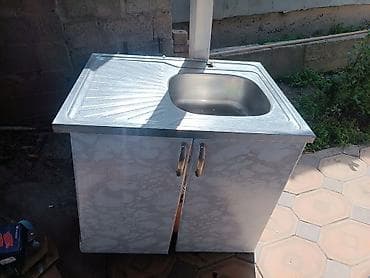 шкаф для раковины: Тумба для кухни, Б/у, С мойкой, Напольная, Самовывоз, цвет - Серый — 1