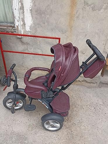 Детский транспорт: Детский трехколесный велосипед-коляска с родительской ручкой пачти — 3