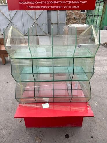 винтажная мебель: Витрина Для овощей и фруктов, С ящиками, 190 см * 90 см * 100 см, Б/у — 4