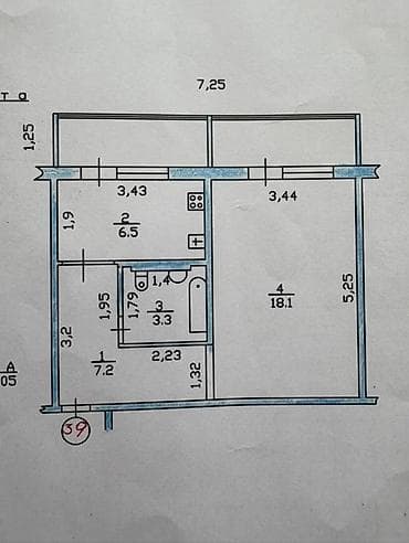 105: Продается 1-х ком. квартира 📍Адрес: Дордой Плаза 🏛️Серия: 105 — 6