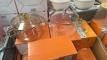 Идиш-аяк: Стеклянные кастрюли из боросиликатного стекла с крышкой - Материал — 2