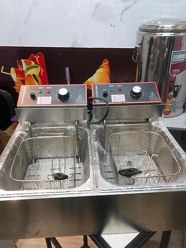 Кафелер, ресторандар үчүн: Двухсекционная электрическая фритюрница из нержавеющей стали - Две — 1