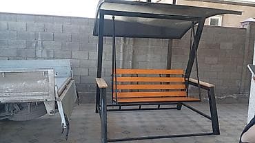 Садовые качели Металл, Со спинкой, С крышей