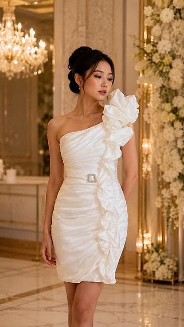 Вечернее платье, Коктейльное, Короткая модель, Атлас, XS, S