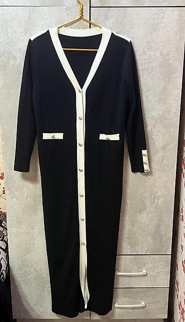 Платье-кардиган миди в стиле Chanel - Цвет: черный с контрастной