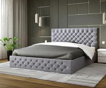 бу кроваты: Двуспальная кровать, Новый, С мягким изголовьем, длина - 200 см — 1