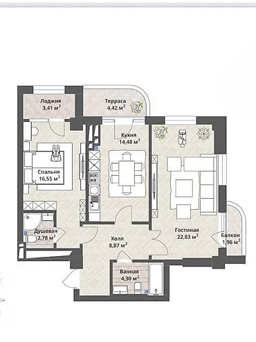 JMEV: 2 комнаты, 80 м², Элитка, 9 этаж, ПСО (под самоотделку) — 8