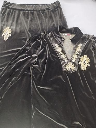 real techniques: Костюм. Юбка кофта .Турция.Новый.Пан бархат. Велюр.цвет черный — 1