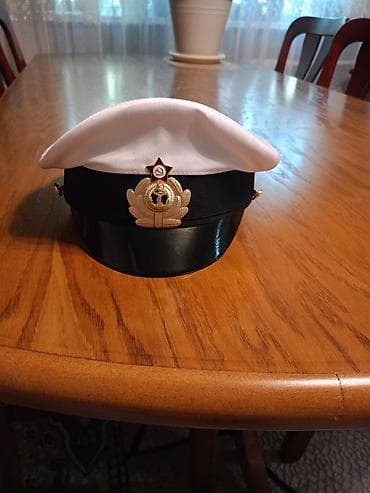 шапка танкиста: Фуражка ВМФ, офицерская белая - Размер: 60 (указан на внутренней — 2
