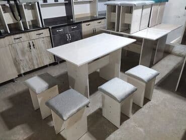 стол и четыре стула: Кухонный стол и стул, Новый, Бесплатная доставка, цвет - Бежевый — 5