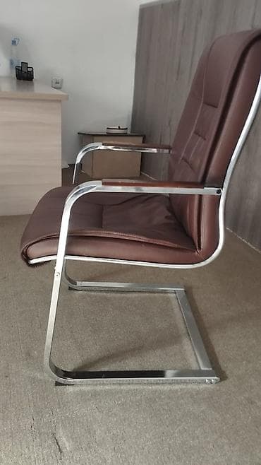 Офис креслолору: Офис креслолор, Дөңгөлөксүз, түсү - Күрөң, Экокожа — 1