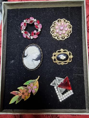 ЧЕХИЯ,БРОШИ АНТИКВАРИАТ, ЮВЕЛИРНЫХ брошей (6 шт.) ВСЁ БРОНЗА