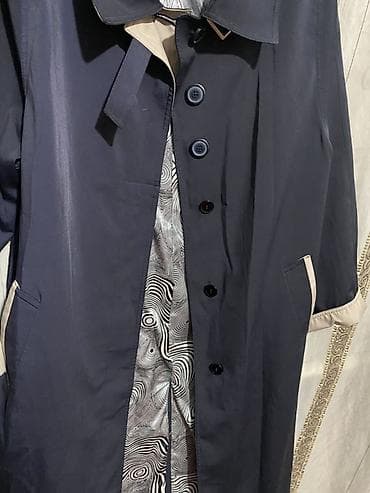 женское плащ пальто: Легкий женский плащ-тренч LORETA - Цвет: темно-синий с контрастной — 2