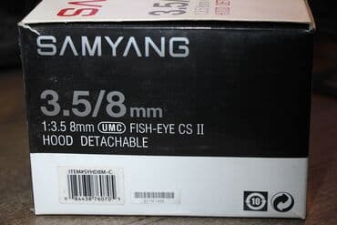 коника минолта: Продам объектив SAMYANG 3.5/8mm. Состояние нового, коробка, документы — 2