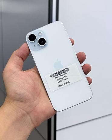 iphone 13 max: IPhone 15, Б/у, 128 ГБ, Голубой, Защитное стекло, Чехол, В рассрочку, 84 % — 1