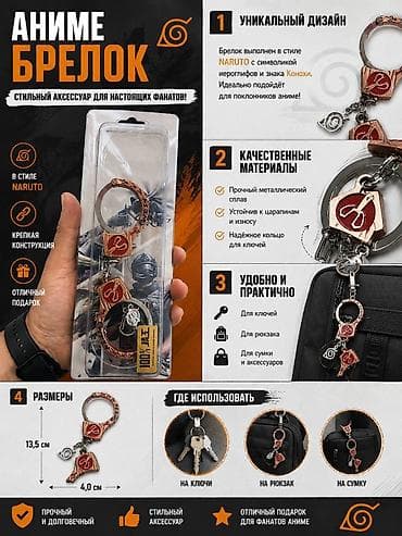 Аниме брелок в стиле Naruto - Дизайн: символика иероглифов и знак