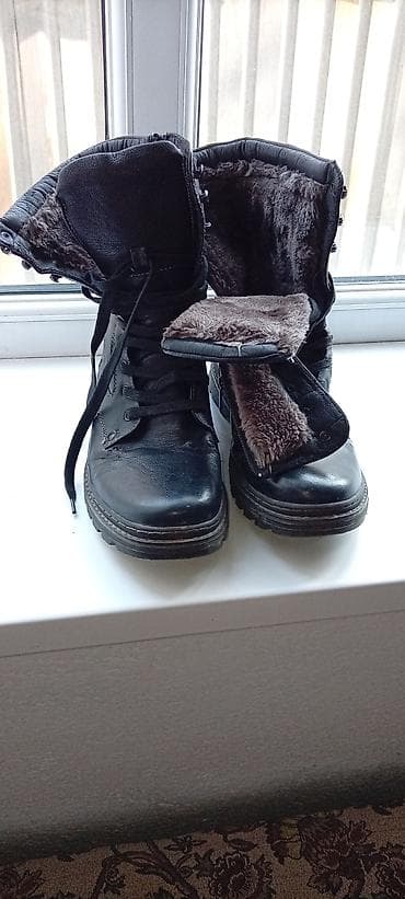 зимный обувь: Зимние мужские ботинки, берцы размер 43 42 черные, высокие. густой — 4