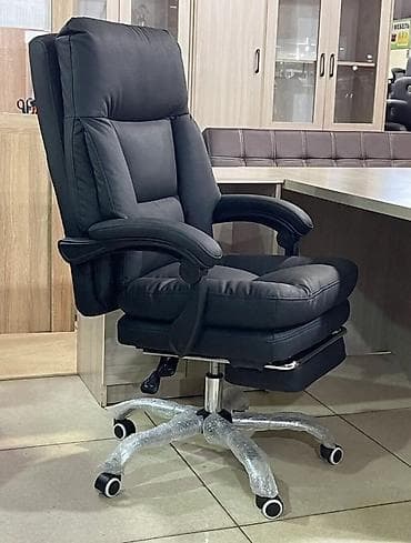 Креслолор: Офис креслолор, Жаңы, Дөңгөлөктүү, түсү - Кара, Экокожа, Өзү алып кетүү — 2