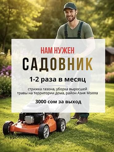 Ищем садовника!!! !!!! Триммер и газонокосилка есть Стрижка газона и at lalafo.kg Ищем садовника!!! !!!! Триммер и газонокосилка есть Стрижка газона и