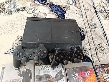 приставка игры: Sony PlayStation 3 Super Slim (черная) с комплектом игр и двумя — 3