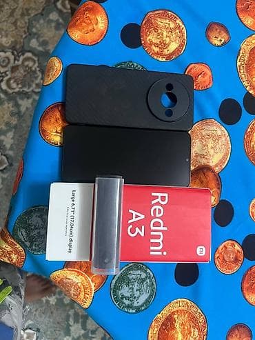 Уюлдук телефондор жана аксессуарлар: Redmi, Redmi A3, Колдонулган, 128 ГБ, түсү - Кара, 2 SIM — 1