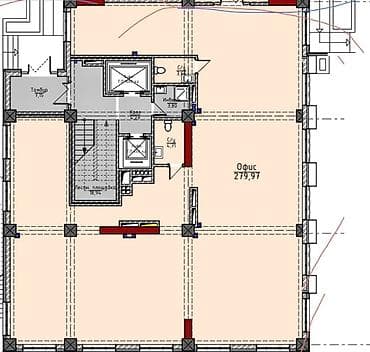 red centr: Аренда офисов, 280 м², В жилом комплексе — 4