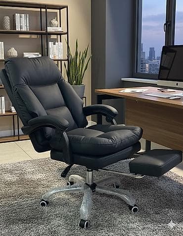 Офисное кресло, Новый, С колесиками, цвет - Черный, Экокожа, Самовывоз, Платная доставка