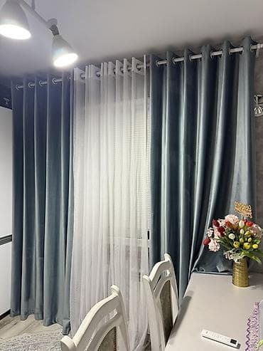 шторы для кухни с балконом: Комплект штор для кухни/гостиной: - Плотные портьеры из бархатистого — 1