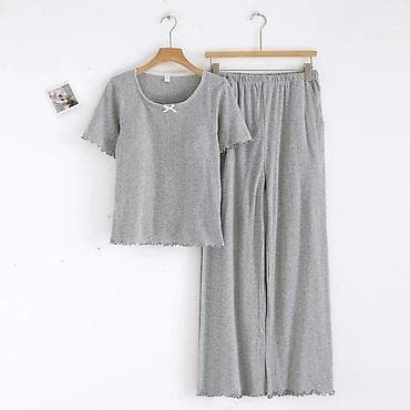 женские пижамы для сна: Пижама, Хлопок, Китай, В полоску, На пуговицах, S, M, L — 1