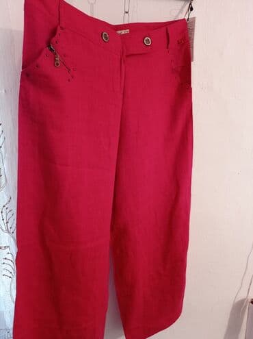 двойка брюки и кофта: Продаются новые широкие хб льняные штаны, Турция, размер 52 (красного — 2