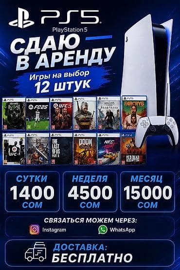 cree: Аренда PlayStation 5 с играми на выбор (12 штук). Что предлагается: - — 1
