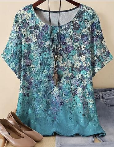 женские свободные рубашки: Топ, Вискоза, Китай, Ассиметричная модель, Новый — 8