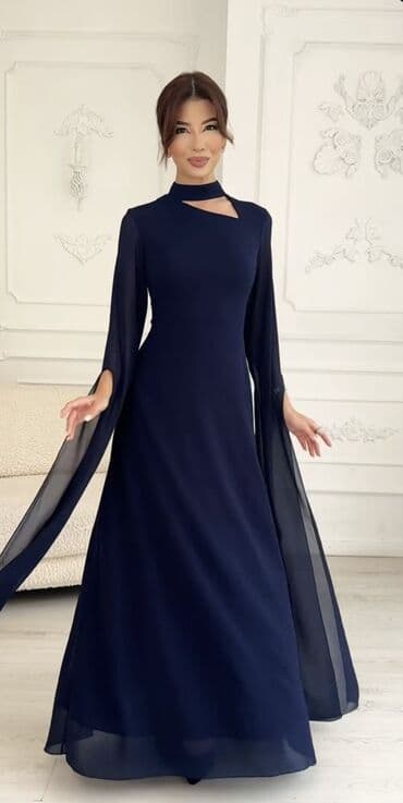 женская одежда больших размеров бишкек: Вечернее платье, Длинная модель, С рукавами, Шлейф, S — 4