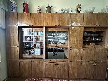 шкафы навесные: Стенка-шкаф, Тип стенки-шкафа: Модульная, Для зала, Б/у, Особенности: Для хранения посуды — 4