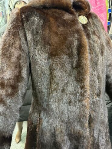 меховой воротник: Шуба, Норка, По колено, Китай, С капюшоном, S — 6