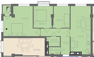 Недвижимость: 3 комнаты, 79 м², Элитка, 8 этаж, Готовая ПСО (под самоотделку) — 4