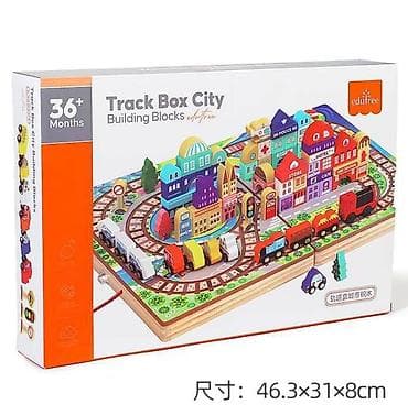 Игровой набор Edufree Track Box City — деревянный конструктор с
