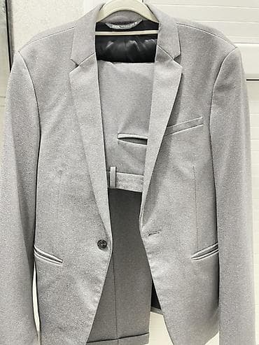 кастьюм: Мужской костюм, M, Zara, Б/у, цвет - Серый, Самовывоз — 1