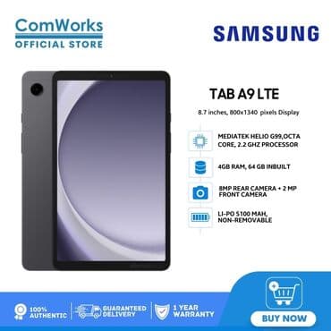 самый дешёвый планшет в бишкеке: Планшет, Samsung, эс тутум 64 ГБ, 8" - 9", 4G (LTE), Жаңы, Классикалык түсү - Боз — 3