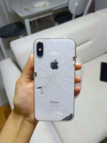 экран разбит: IPhone X, Б/у, Серебристый — 2