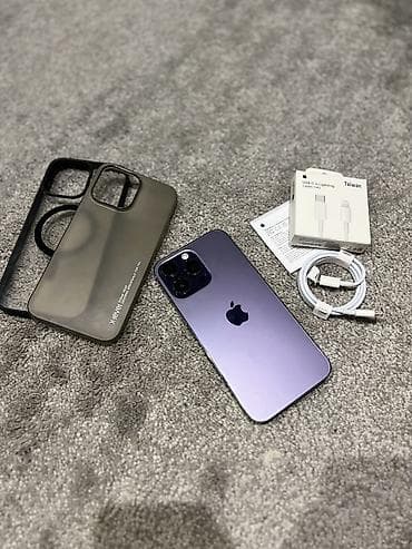 не актив: IPhone 14 Pro Max, Б/у, 256 ГБ, Deep Purple, Зарядное устройство, Чехол, Кабель, 79 % — 6