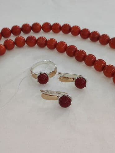 эксклюзивные свадебные пригласительные: Серебряный Комплект+ Бусы Кораллы Серебро с напылением золото 925 — 1