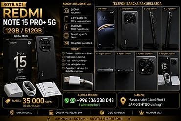pro: Redmi, Redmi Note 15 Pro Plus, Б/у, 512 ГБ, цвет - Черный, 1 SIM, 2 SIM, eSIM — 5